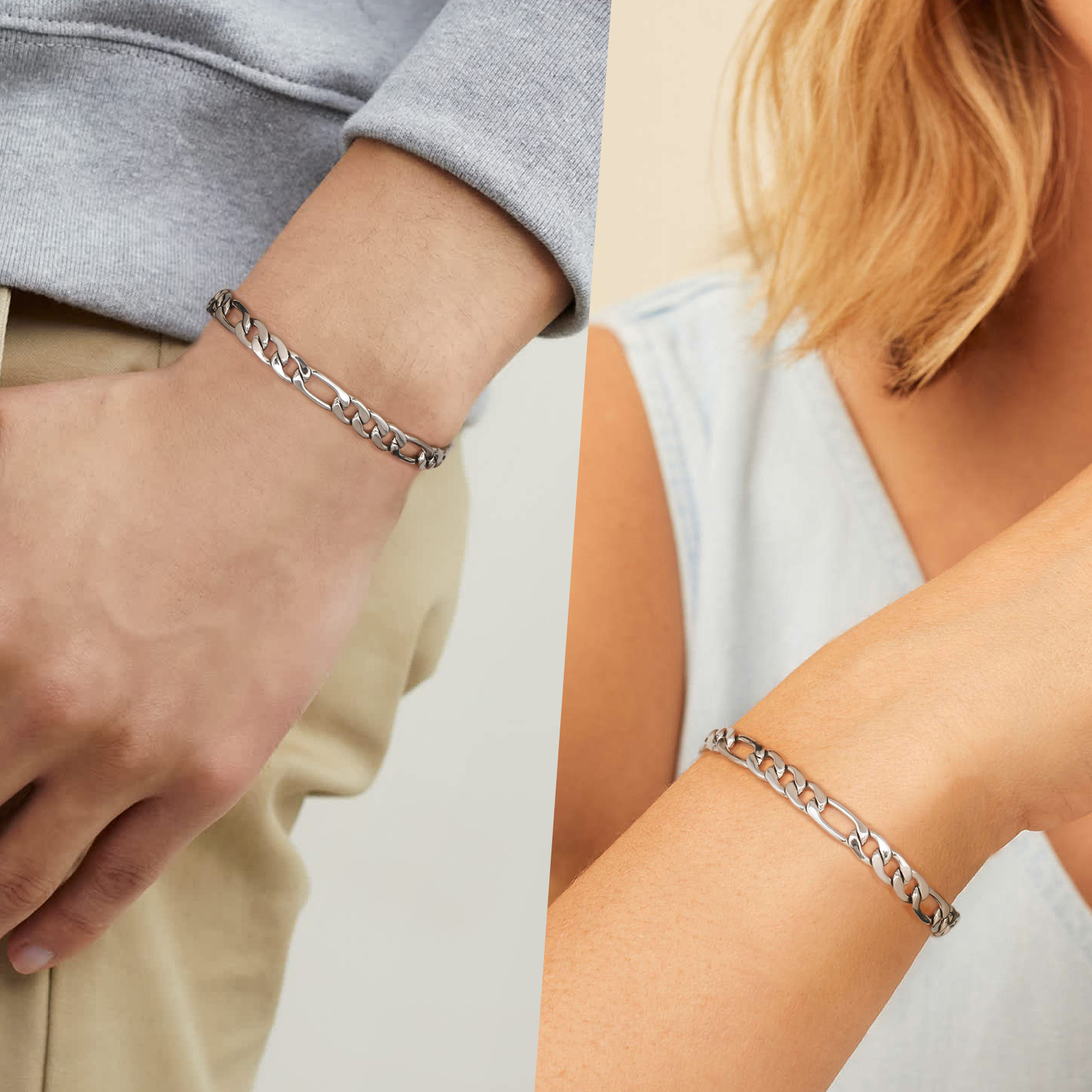 5mm フィガロ ブレスレット 男女兼用 人気 喜平 ブレスレットチェーン