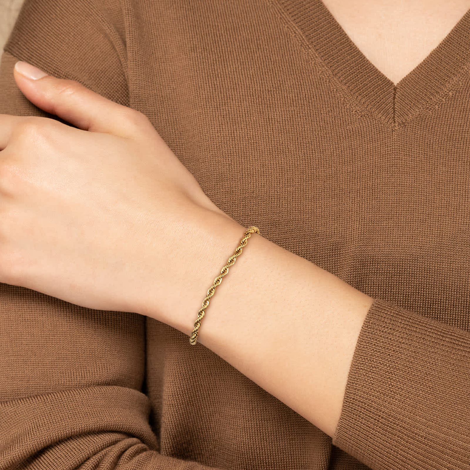 3mm ロープチェーン ブレスレット 男女兼用 KRKC