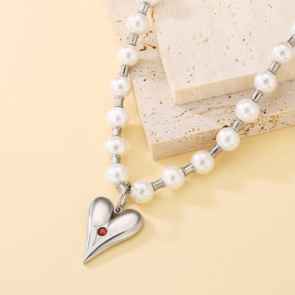 パール ネックレス レディース ハートペンダント付き KRKC