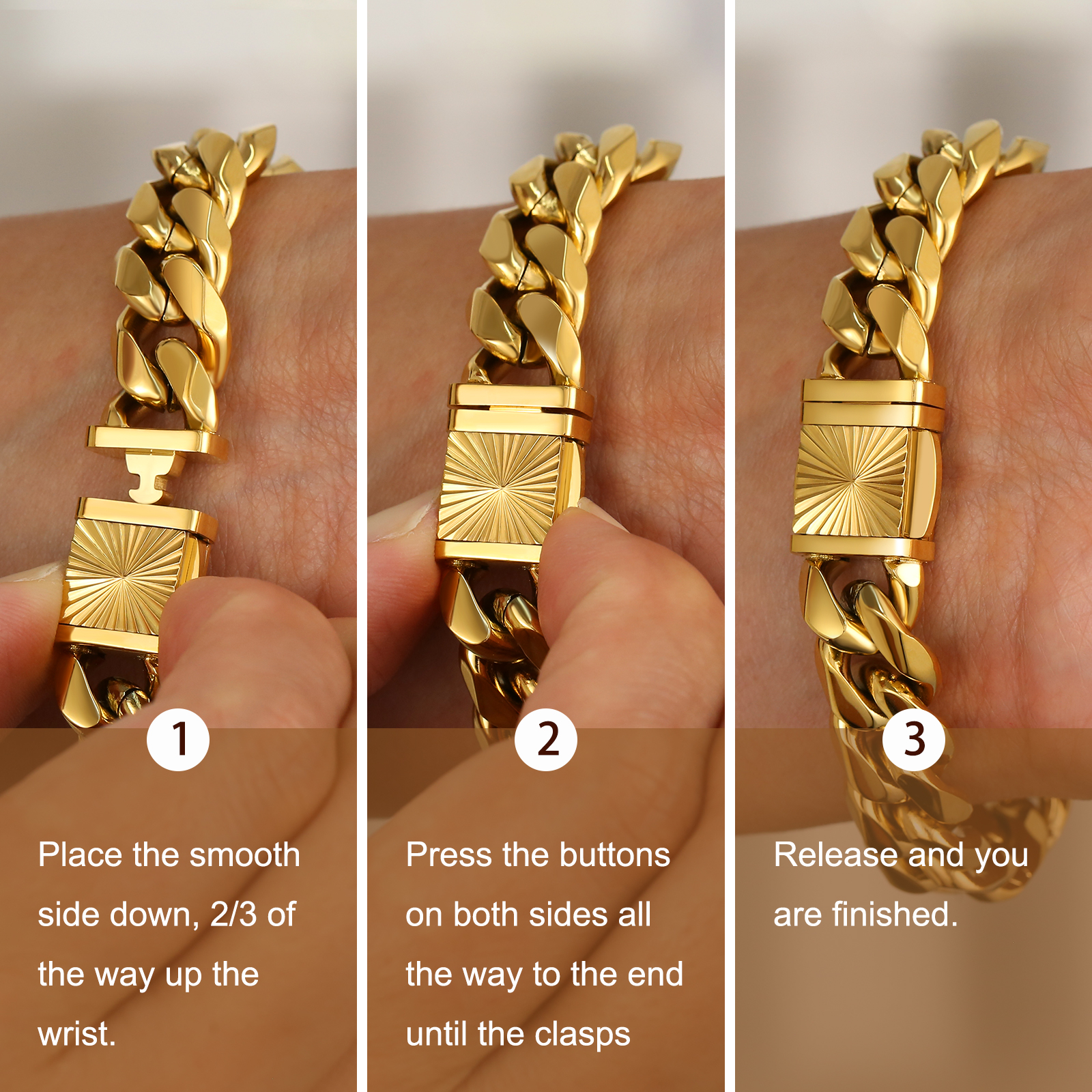 【NEW Embossed Clasp】6面 シングル 喜平 ブレスレット 14mm KRKC