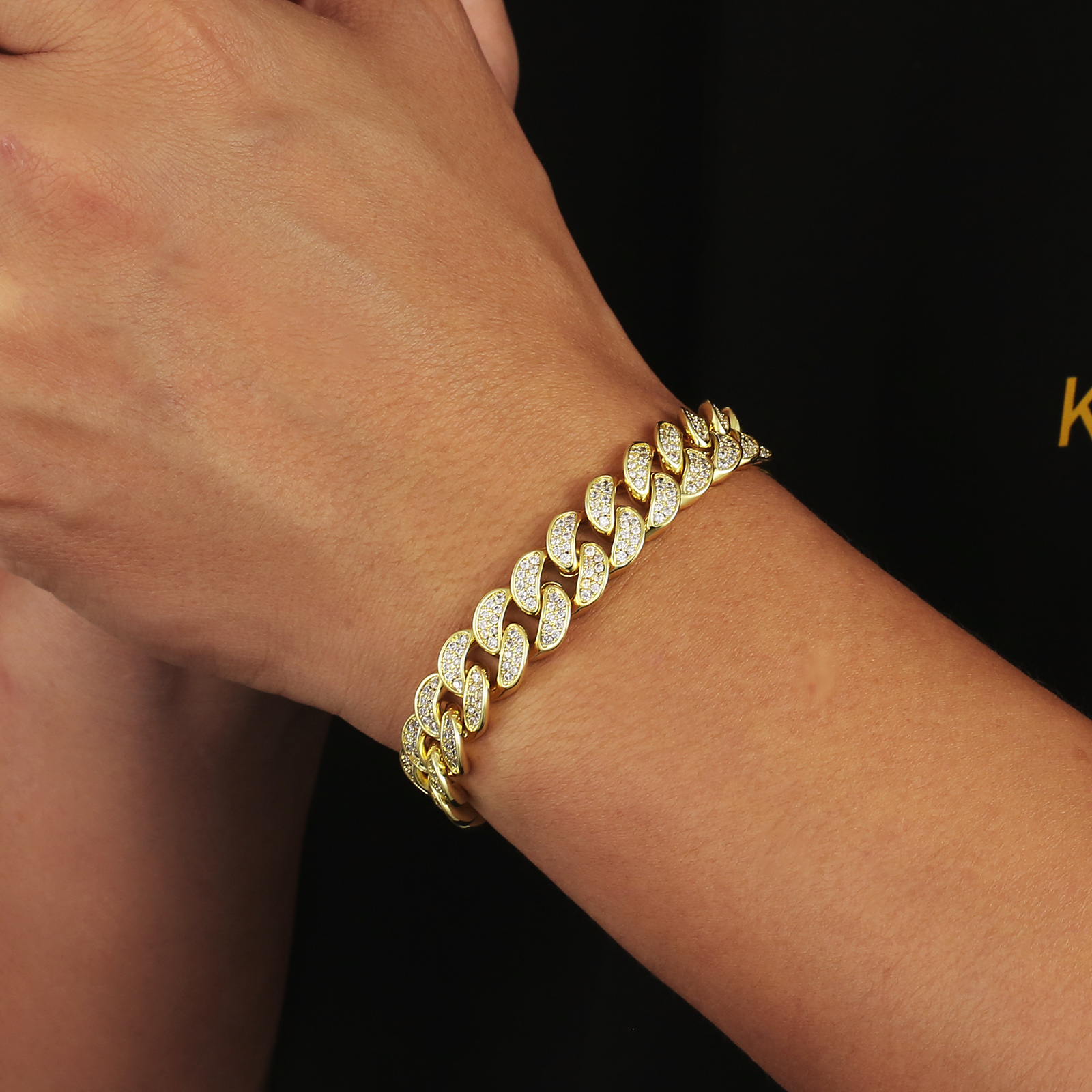 12mm czダイヤ BOX-CLASP 喜平 ブレスレット メンズ KRKC