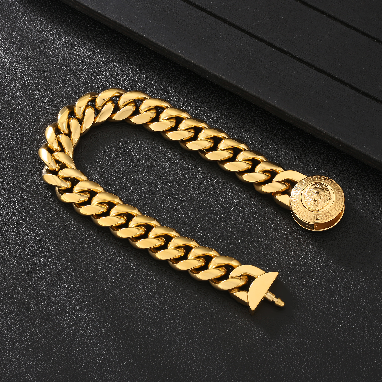 NEW Lion Button Clasp】2面 喜平 ブレスレット 12mm KRKC