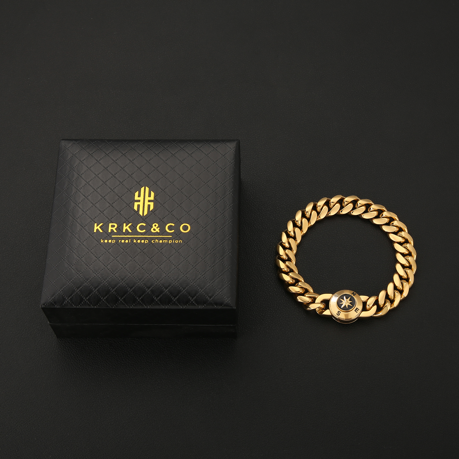 【NEW Compass Button Clasp】2面 喜平 ブレスレット 12mm KRKC