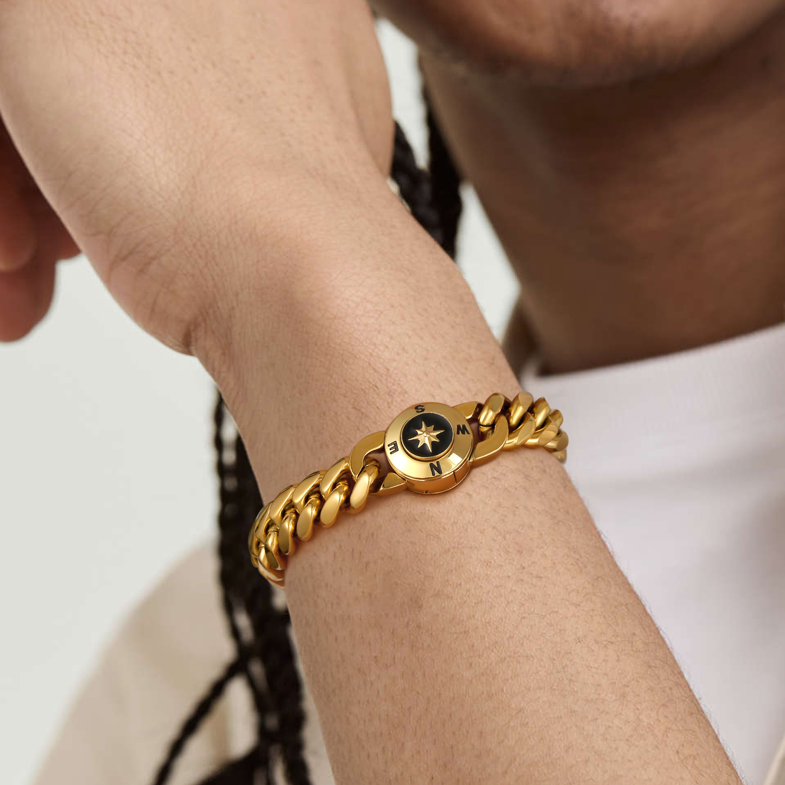 【NEW Compass Button Clasp】2面 喜平 ブレスレット 12mm KRKC