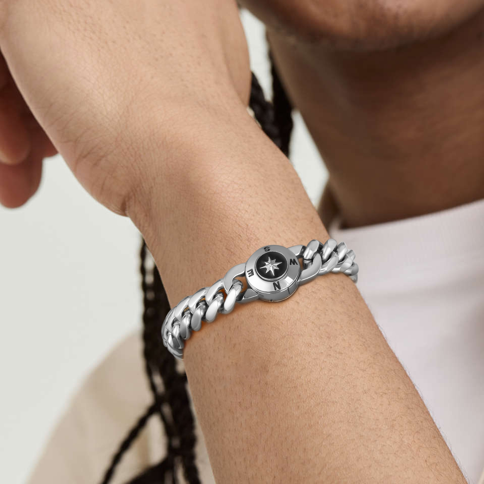 【NEW Compass Button Clasp】2面 喜平 ブレスレット 12mm KRKC