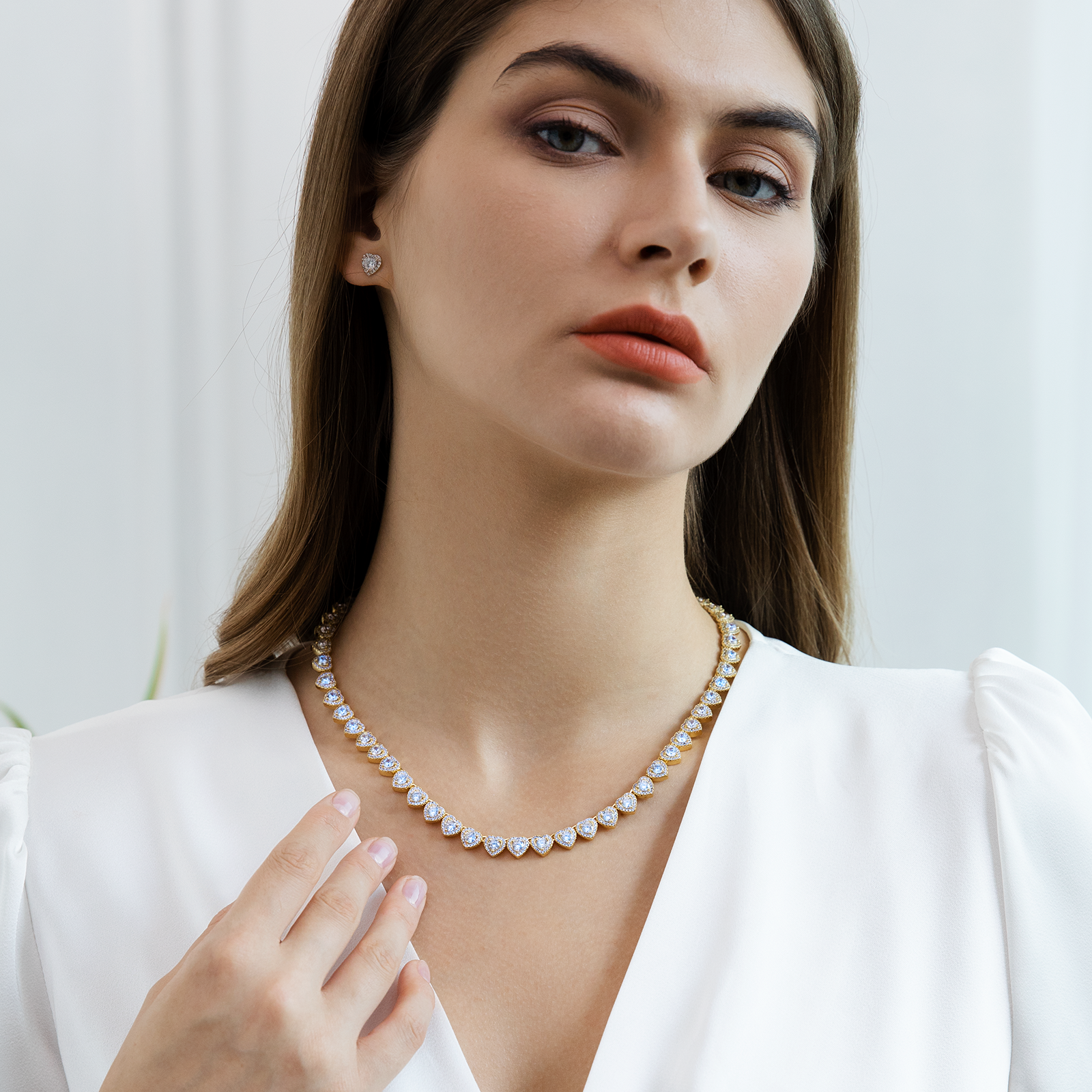 CZダイヤ ハートモチーフ ネックレス レディース S925 KRKC