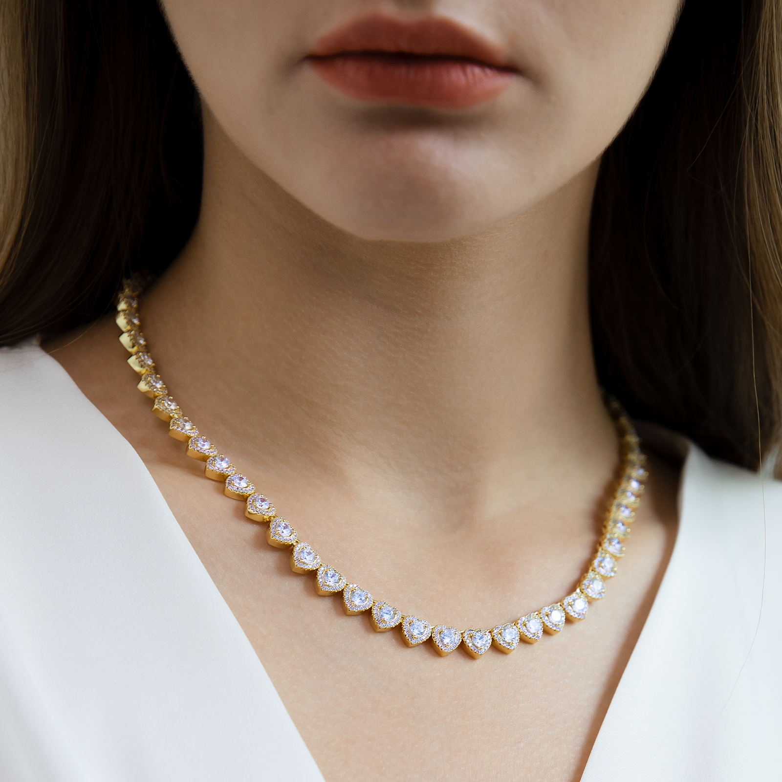 CZダイヤ ハートモチーフ ネックレス レディース S925 KRKC