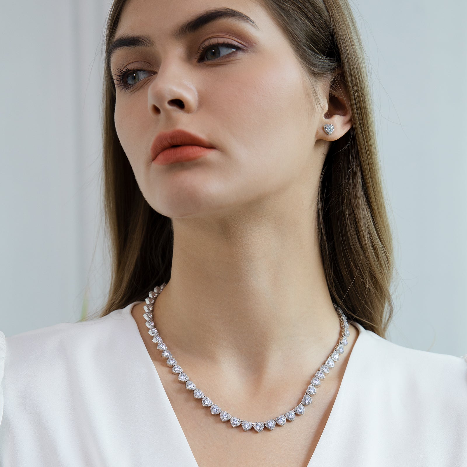 CZダイヤ ハートモチーフ ネックレス レディース S925 KRKC