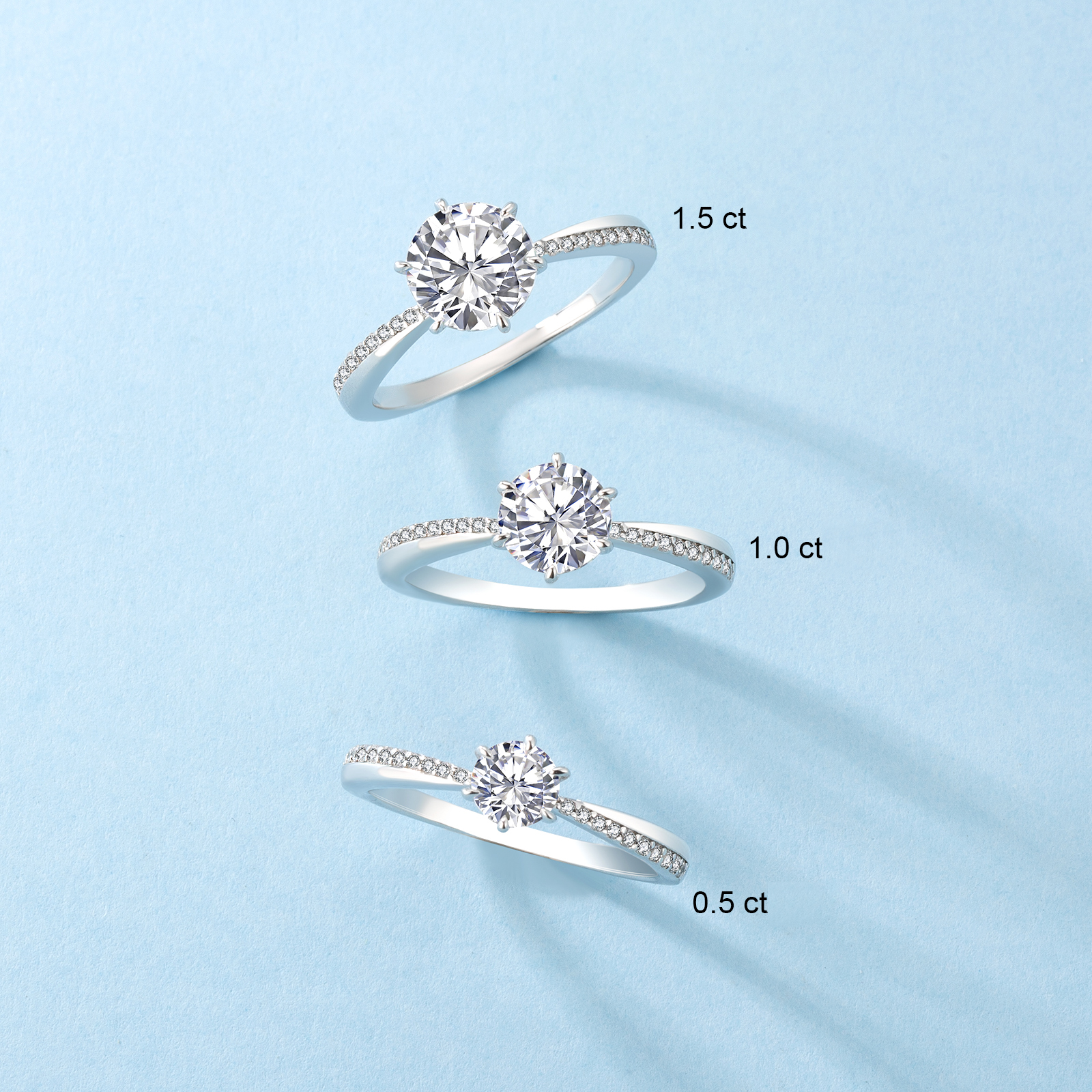 0.5/1/1.5カラット VVS1 モアサナイト リング レディース 0175 KRKC