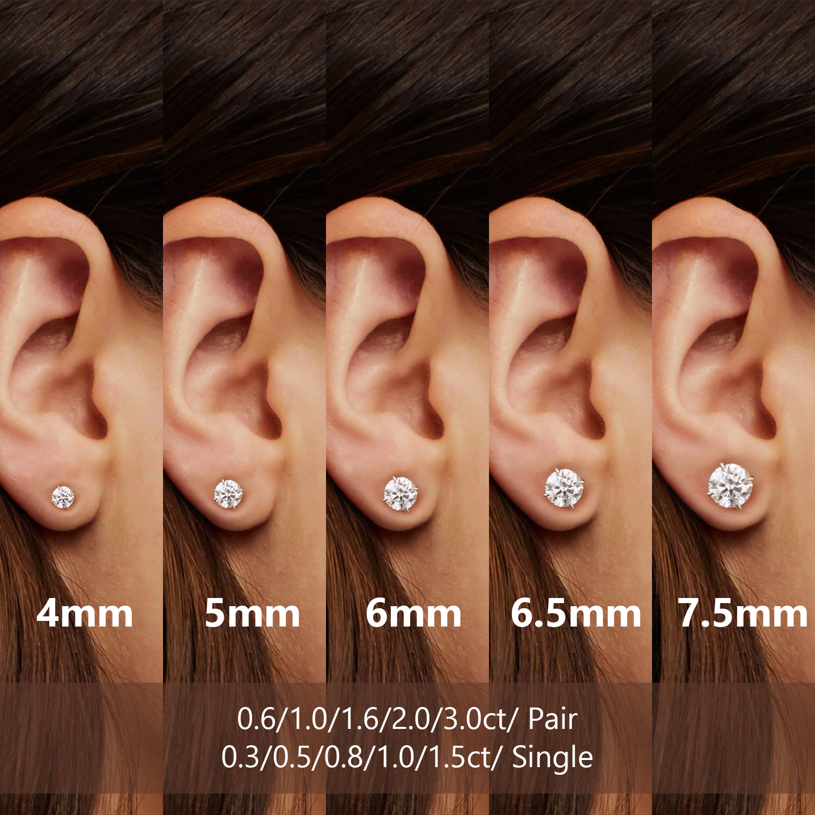 一粒 モアサナイト スタッド ピアス 0.5/1.0カラット KRKC