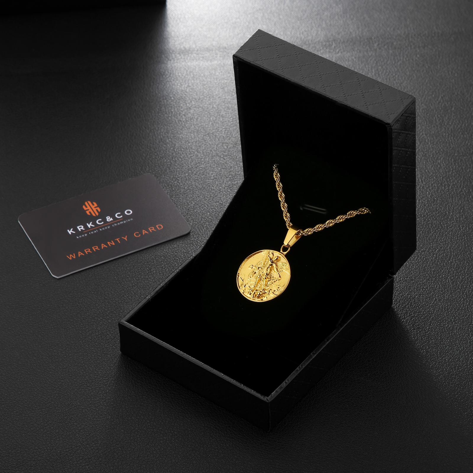 セント・ミカエル 天使 コイン ネックレス メンズ KRKC