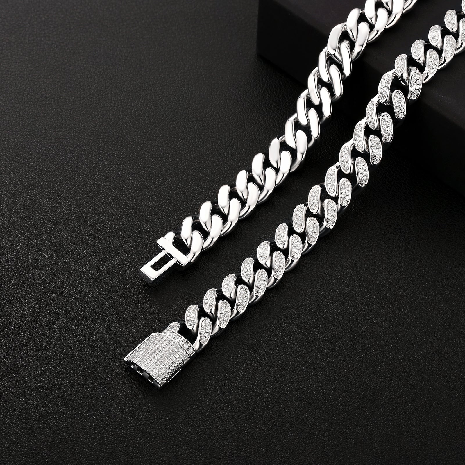 12mm モアサナイト 純銀 喜平 ネックレス メンズ BOX-CLASP KRKC