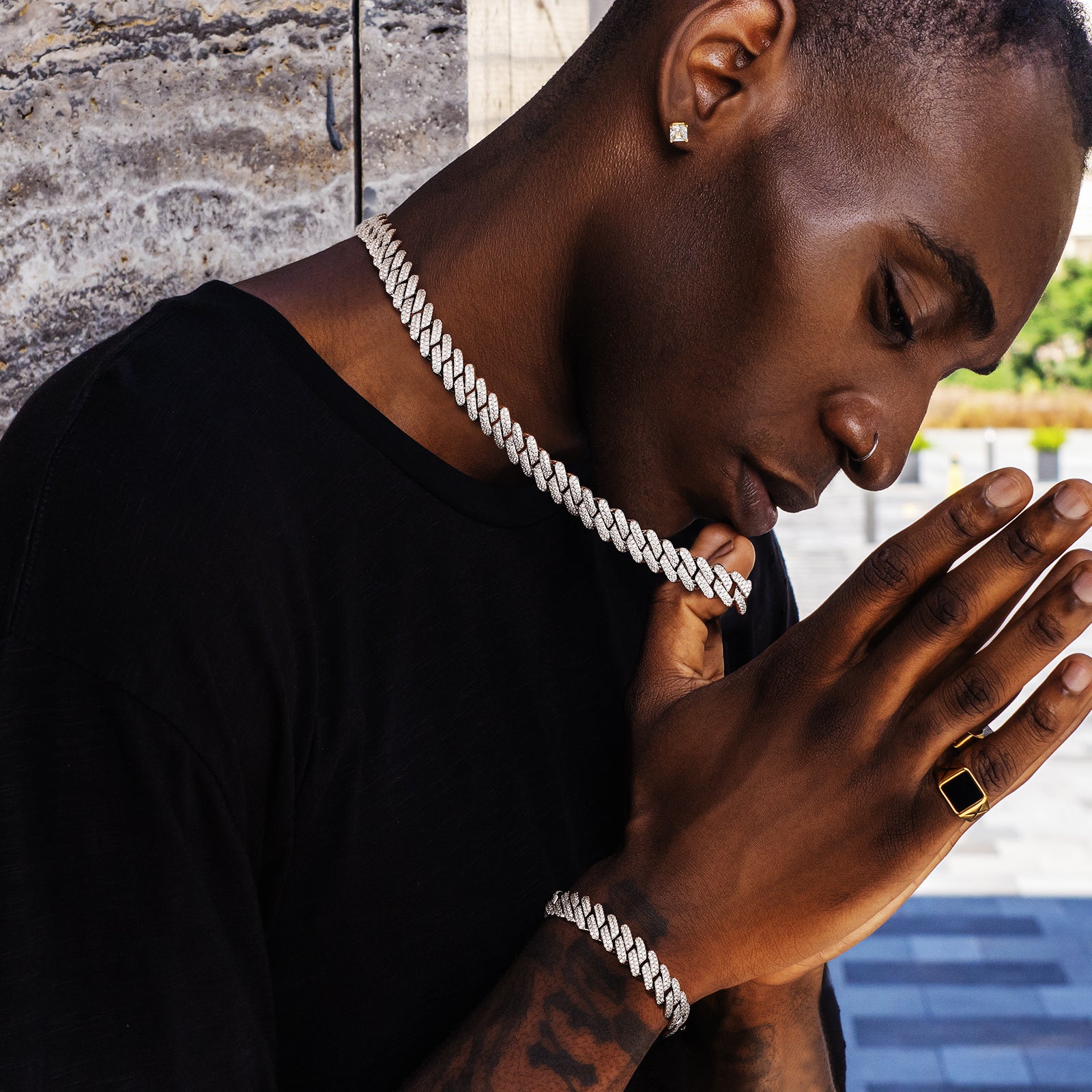 14mm モアサナイト 純銀 喜平 ブレスレット メンズ BOX-CLASP KRKC 