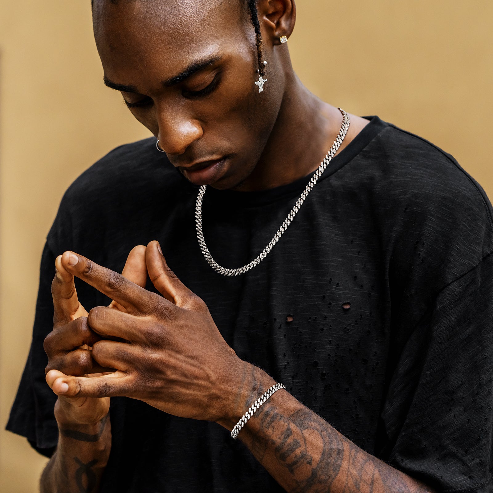 6mm モアサナイト 純銀 喜平 ブレスレット メンズ BOX-CLASP KRKC