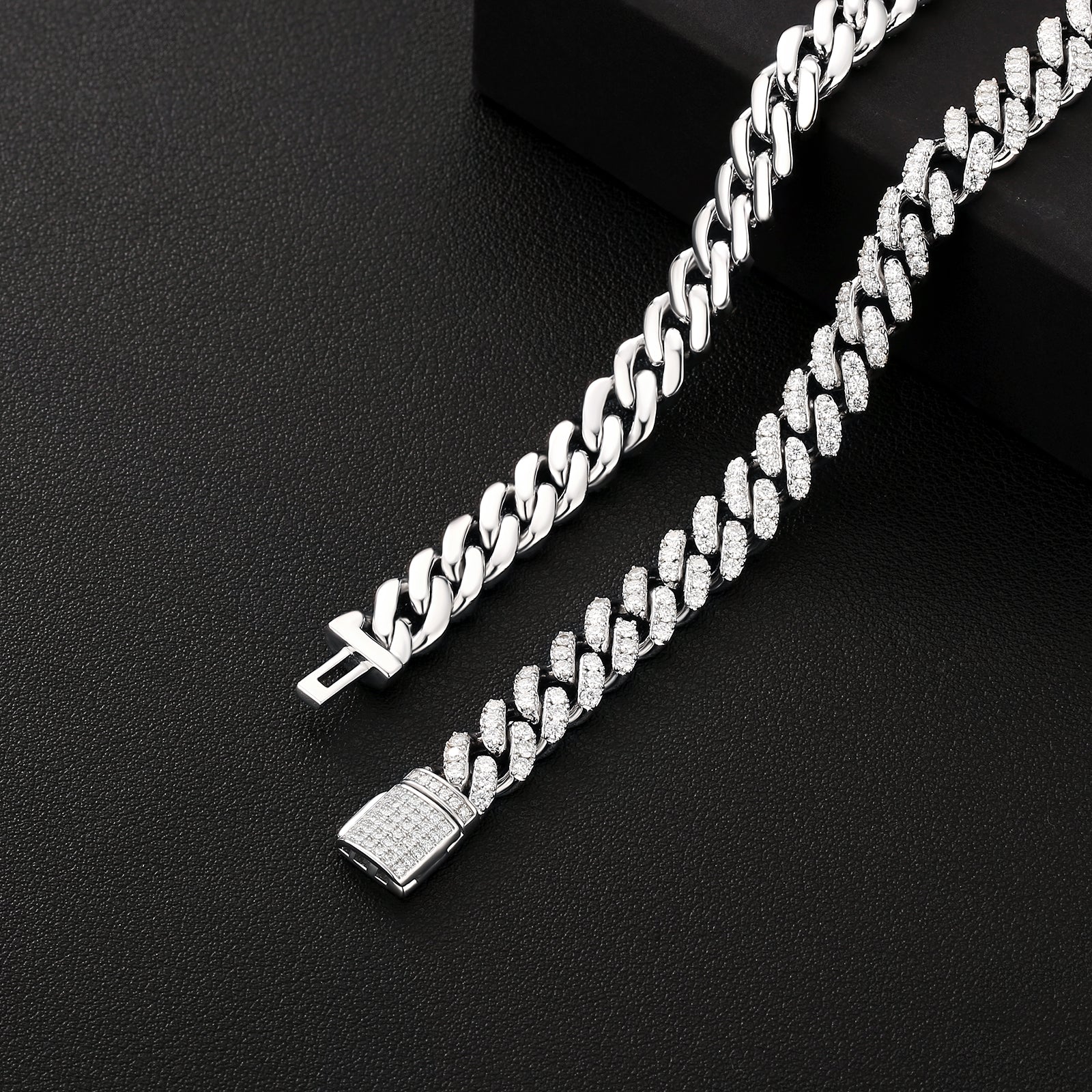 8mm モアサナイト 純銀 喜平 ブレスレット メンズ BOX-CLASP KRKC