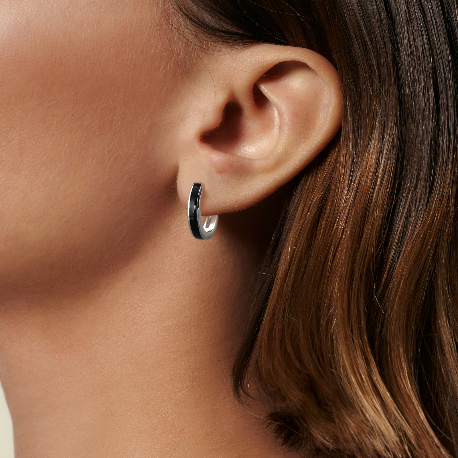 15mm ブラック フープピアス S925 KRKC