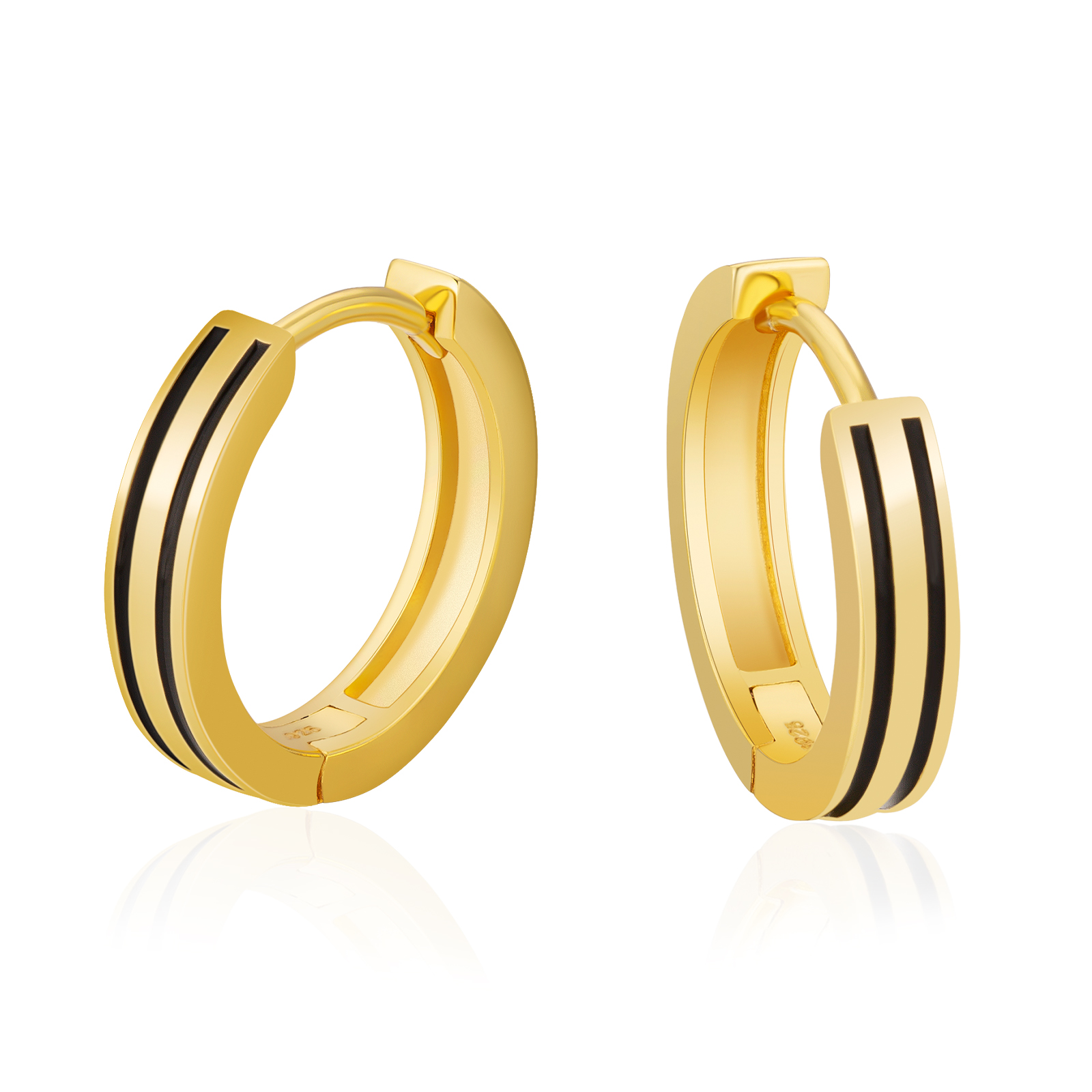 15mm ブラック フープピアス S925 KRKC