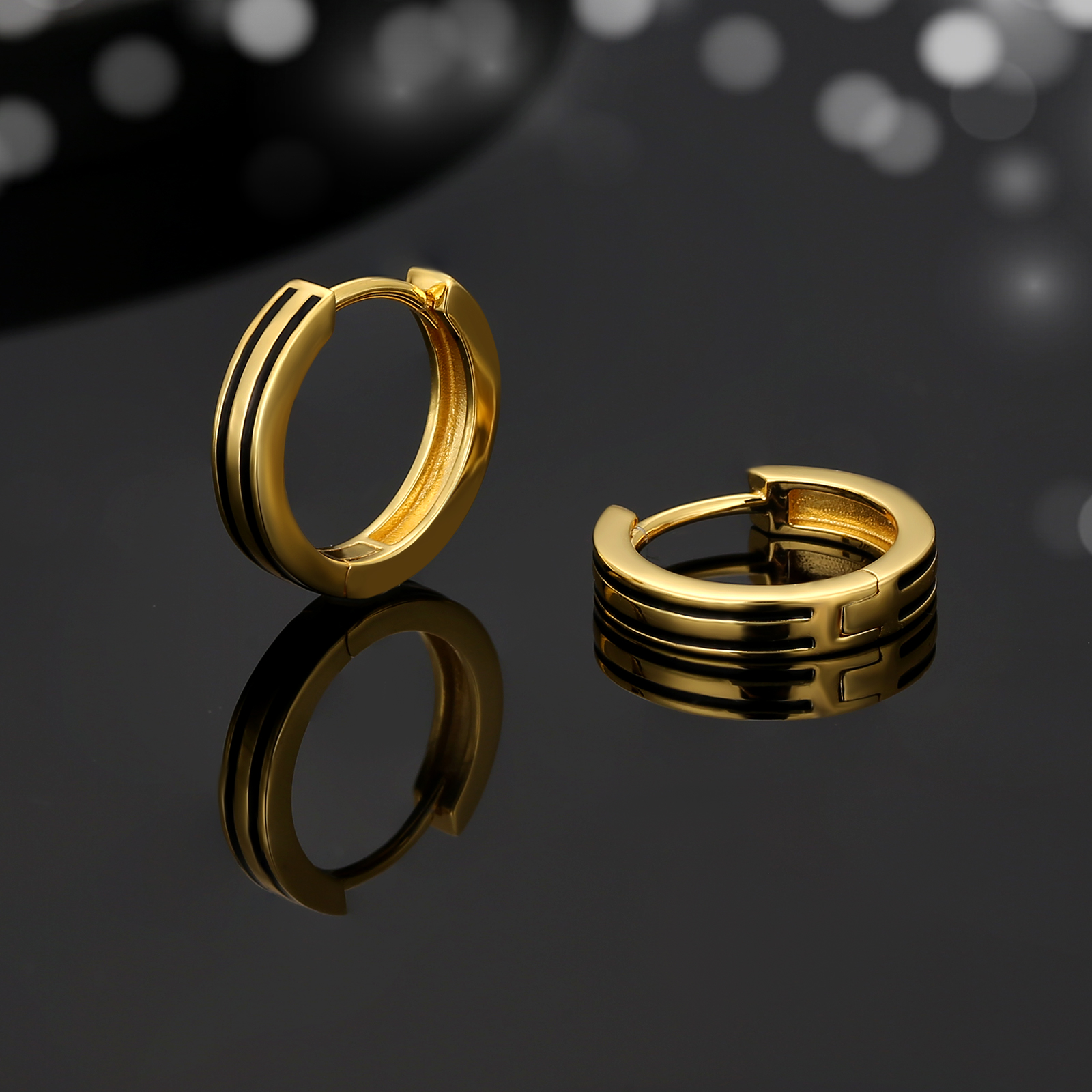 15mm ブラック フープピアス S925 KRKC