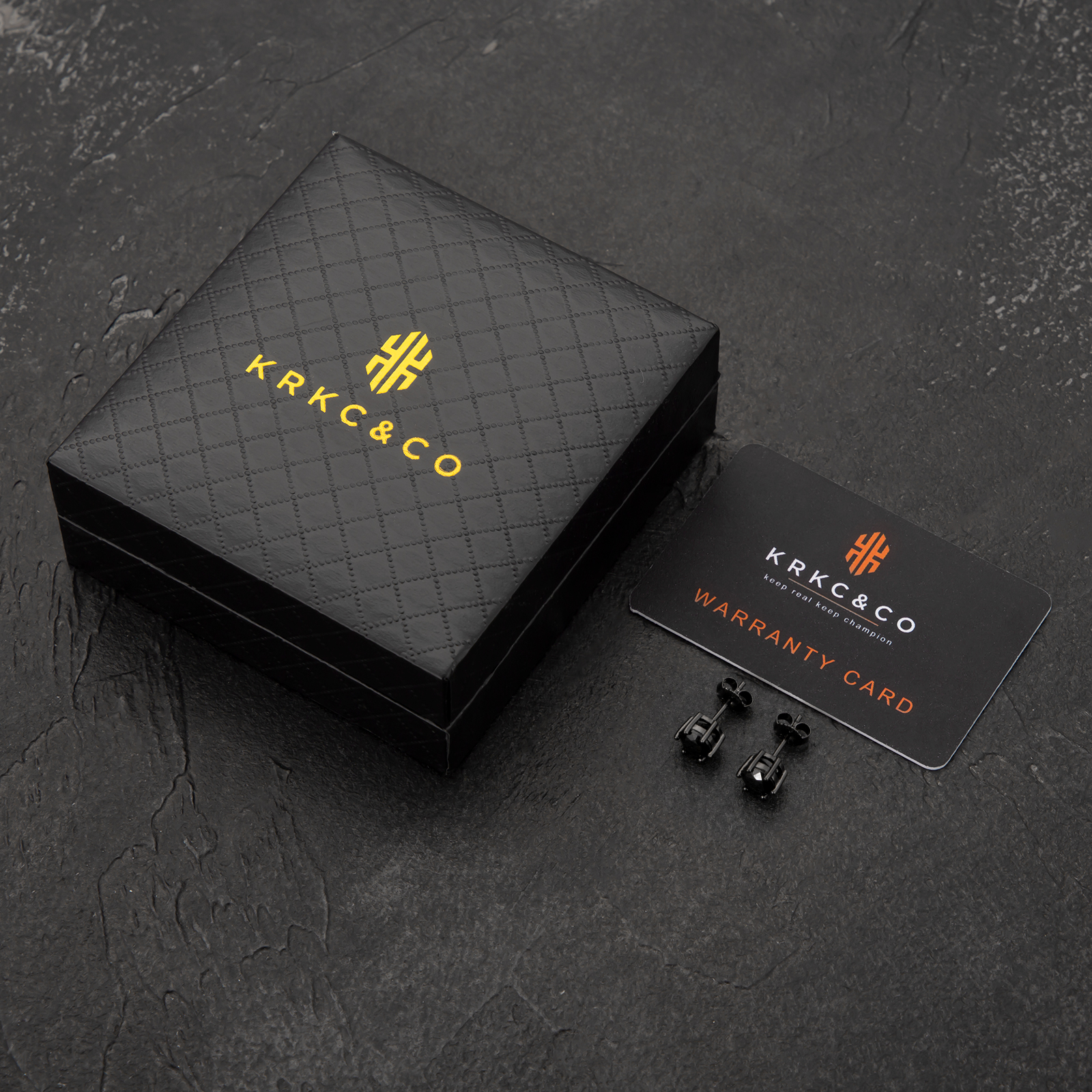 6mm ブラック CZダイヤ スタッド ピアス メンズ シルバー 925 KRKC