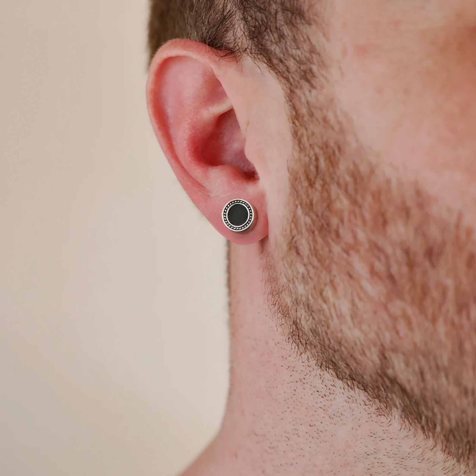 8mm オニキス スタッド ピアス メンズ シルバー 925 KRKC