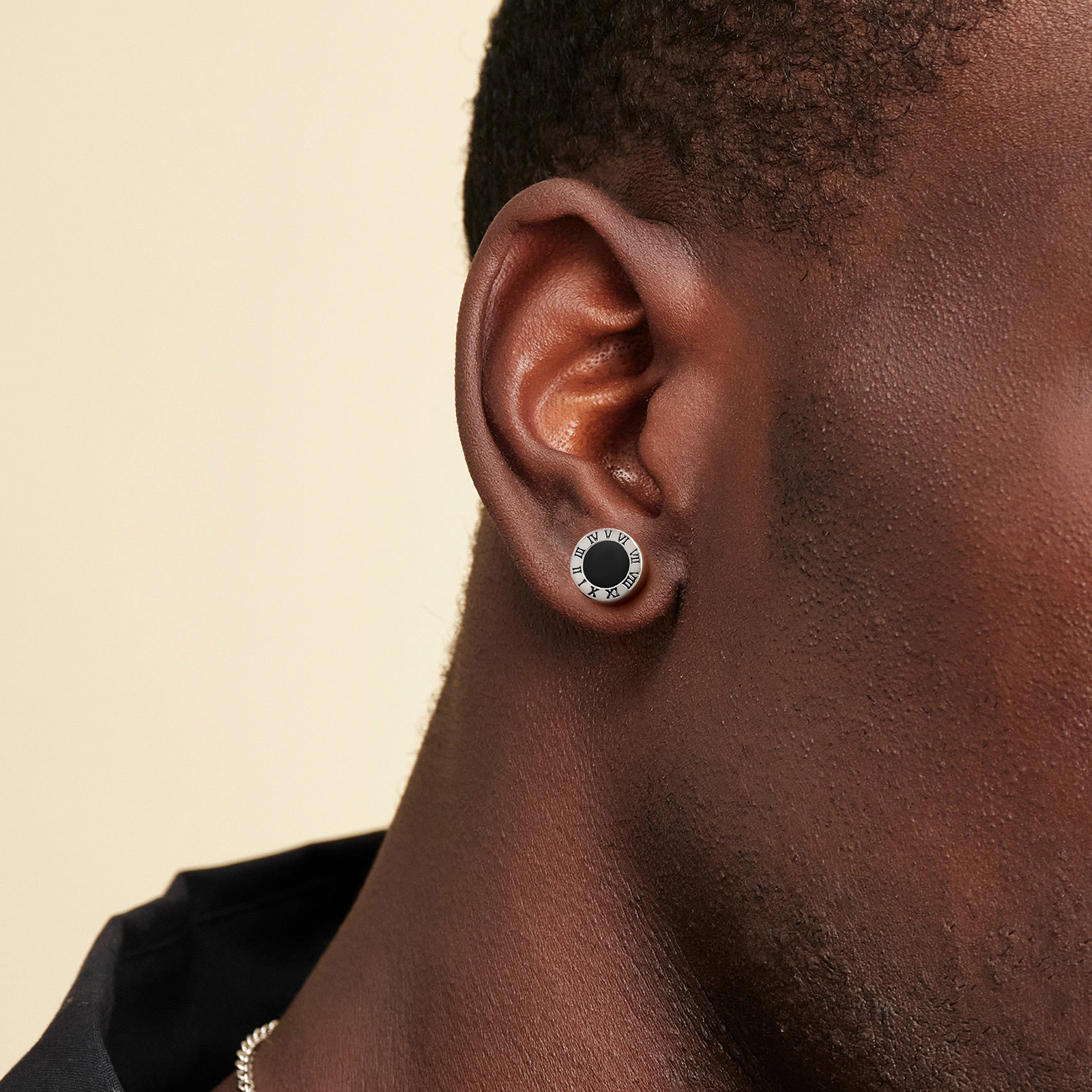 8mm オニキス スタッド ピアス メンズ シルバー 925 KRKC