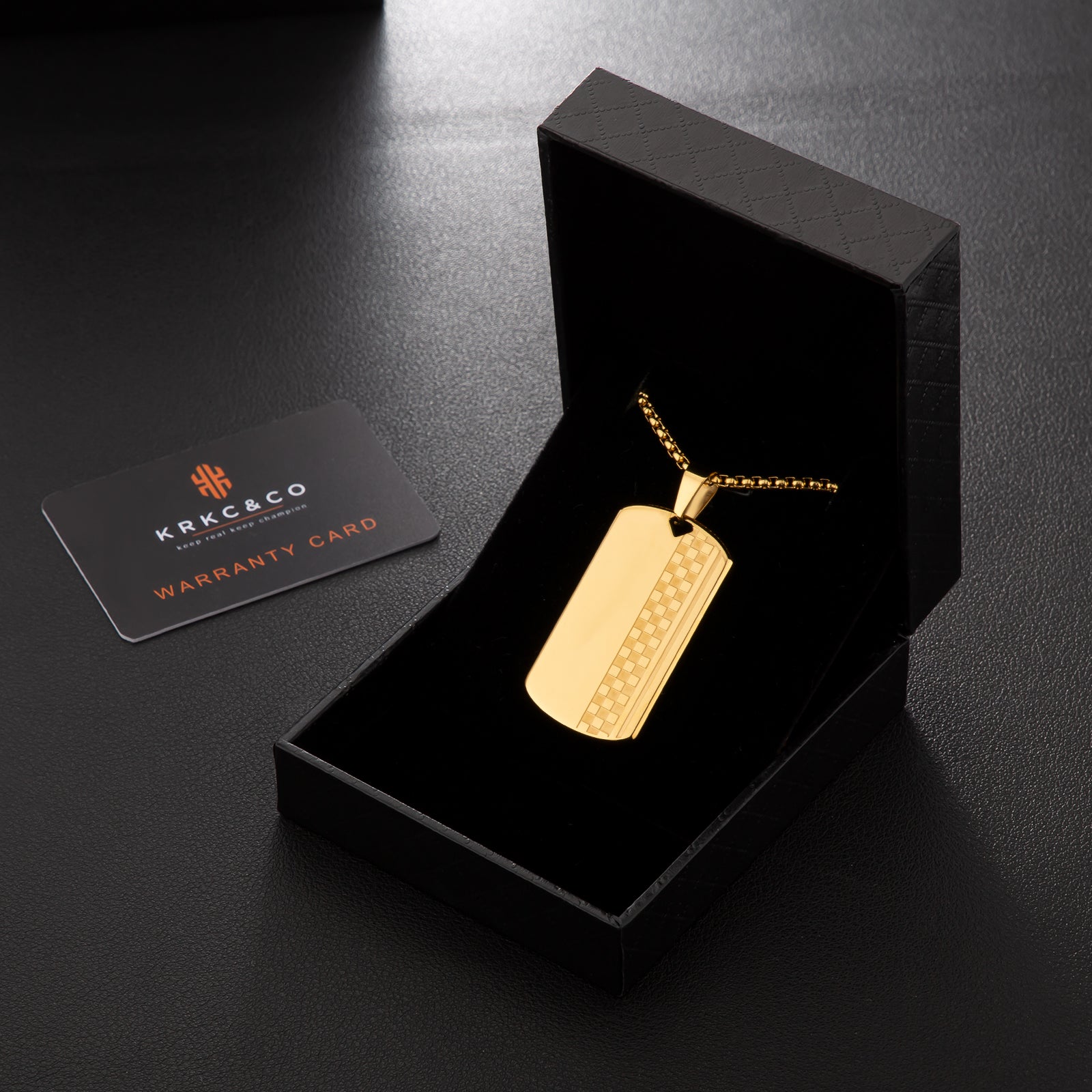 ドッグタグ ペンダント ネックレス メンズ 市松模様付き KRKC