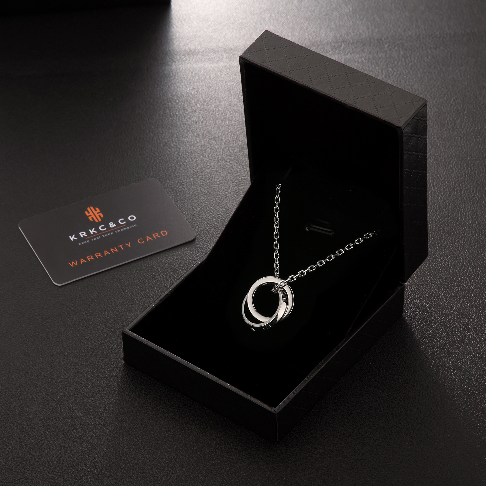 ダブルリング ペンダント ネックレス CZダイヤ付き KRKC