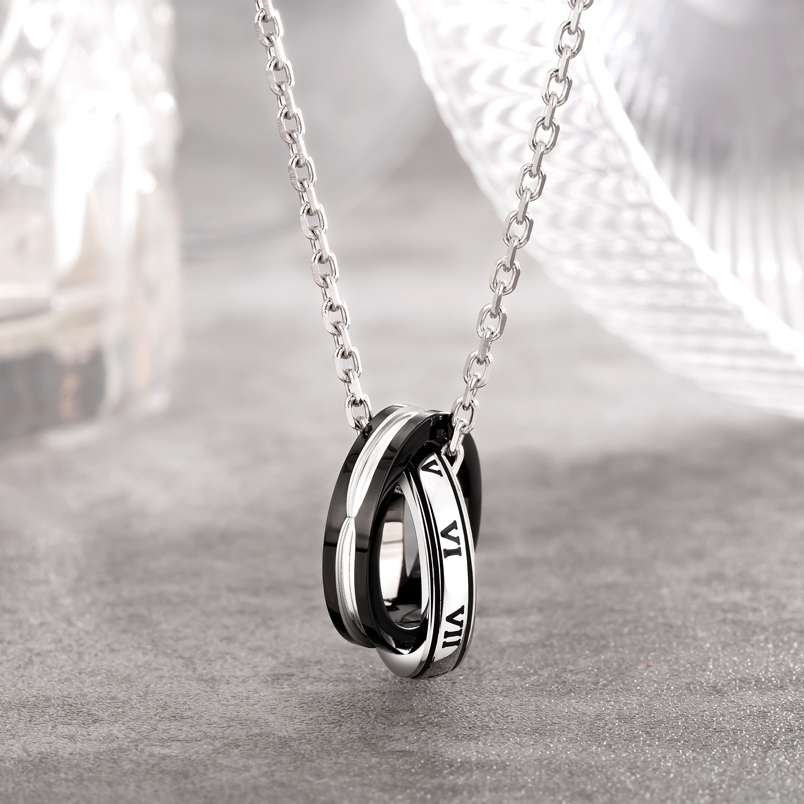 ダブルリング ペンダント ネックレス ローマ字付き KRKC