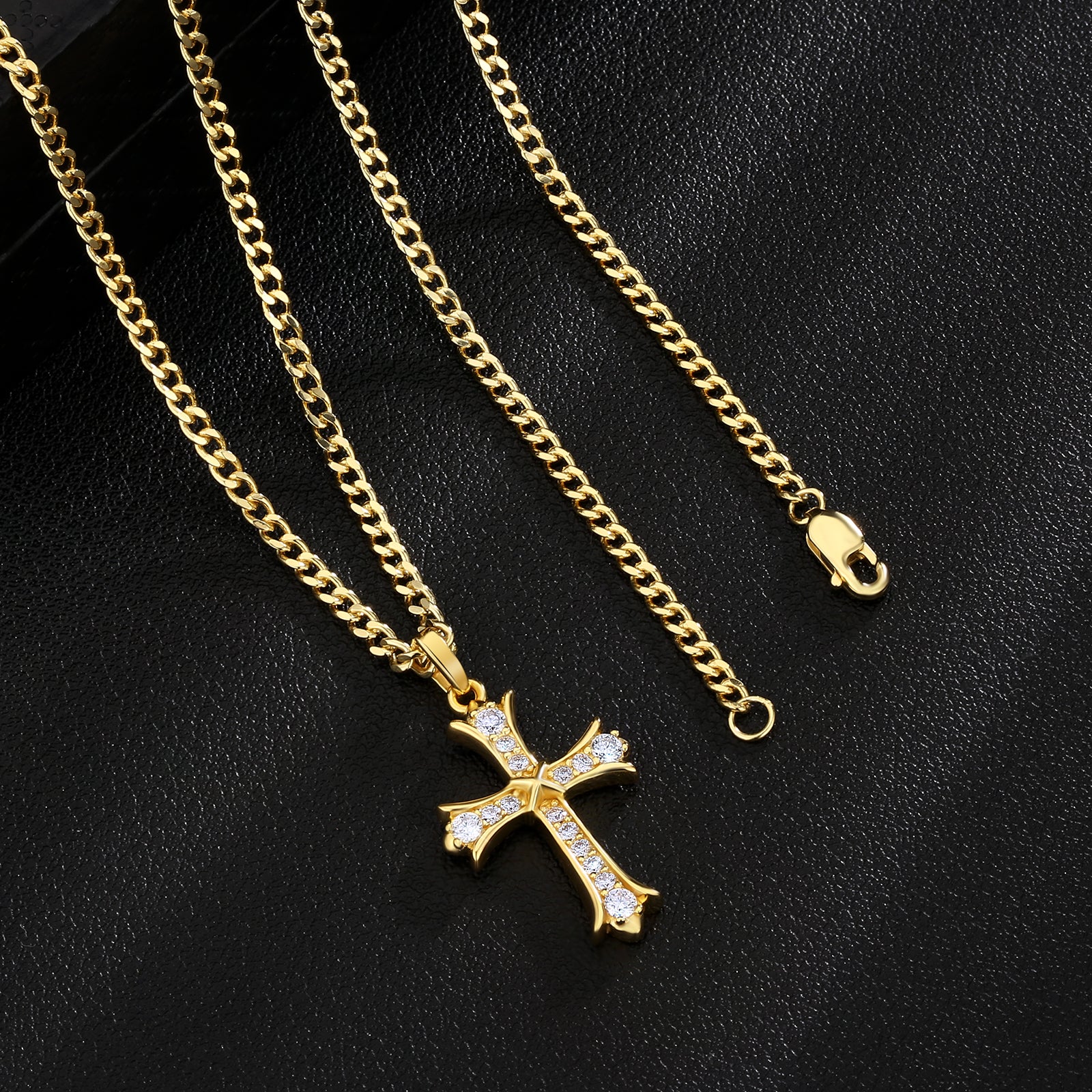 0.33カラット モアサナイト クロス ペンダント ネックレス メンズ S925 KRKC