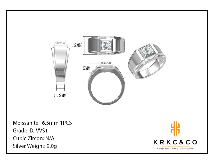 1カラット VVS1 モアサナイト リング メンズ KRKC