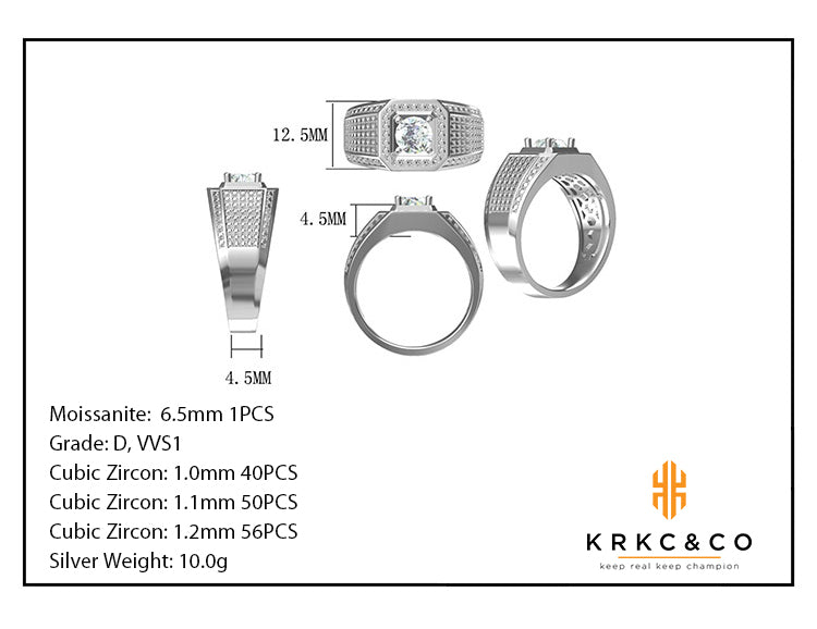 1カラット VVS1 モアサナイト リング メンズ KRKC