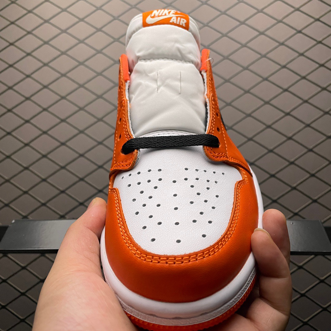 Air jordan 1 mid black white starfish on sale orange