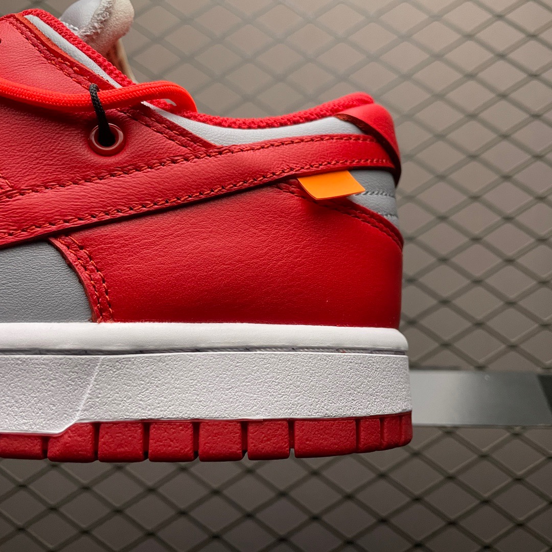 OFF-WHITE × NIKE DUNK LOW UNIVERSITY RED / UNIVERSITY RED-WOLF GREY  CT0856-600