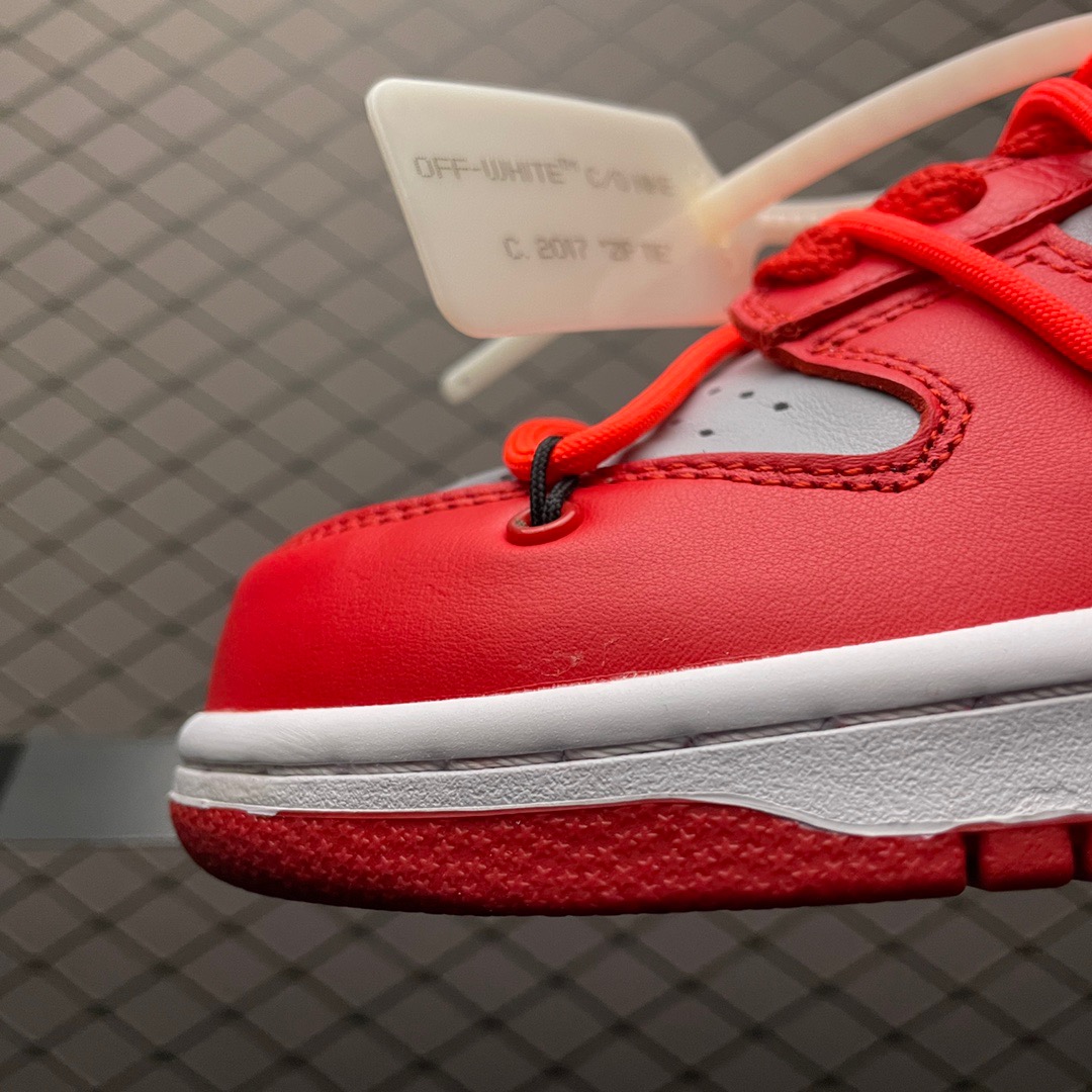 OFF-WHITE × NIKE DUNK LOW UNIVERSITY RED / UNIVERSITY RED-WOLF GREY  CT0856-600