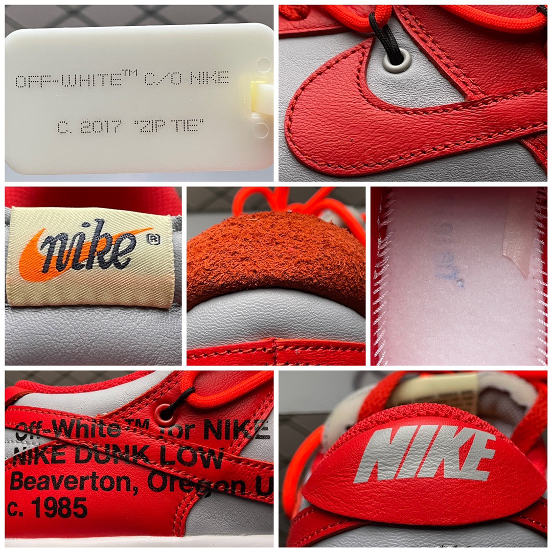 OFF-WHITE × NIKE DUNK LOW UNIVERSITY RED / UNIVERSITY RED-WOLF GREY  CT0856-600