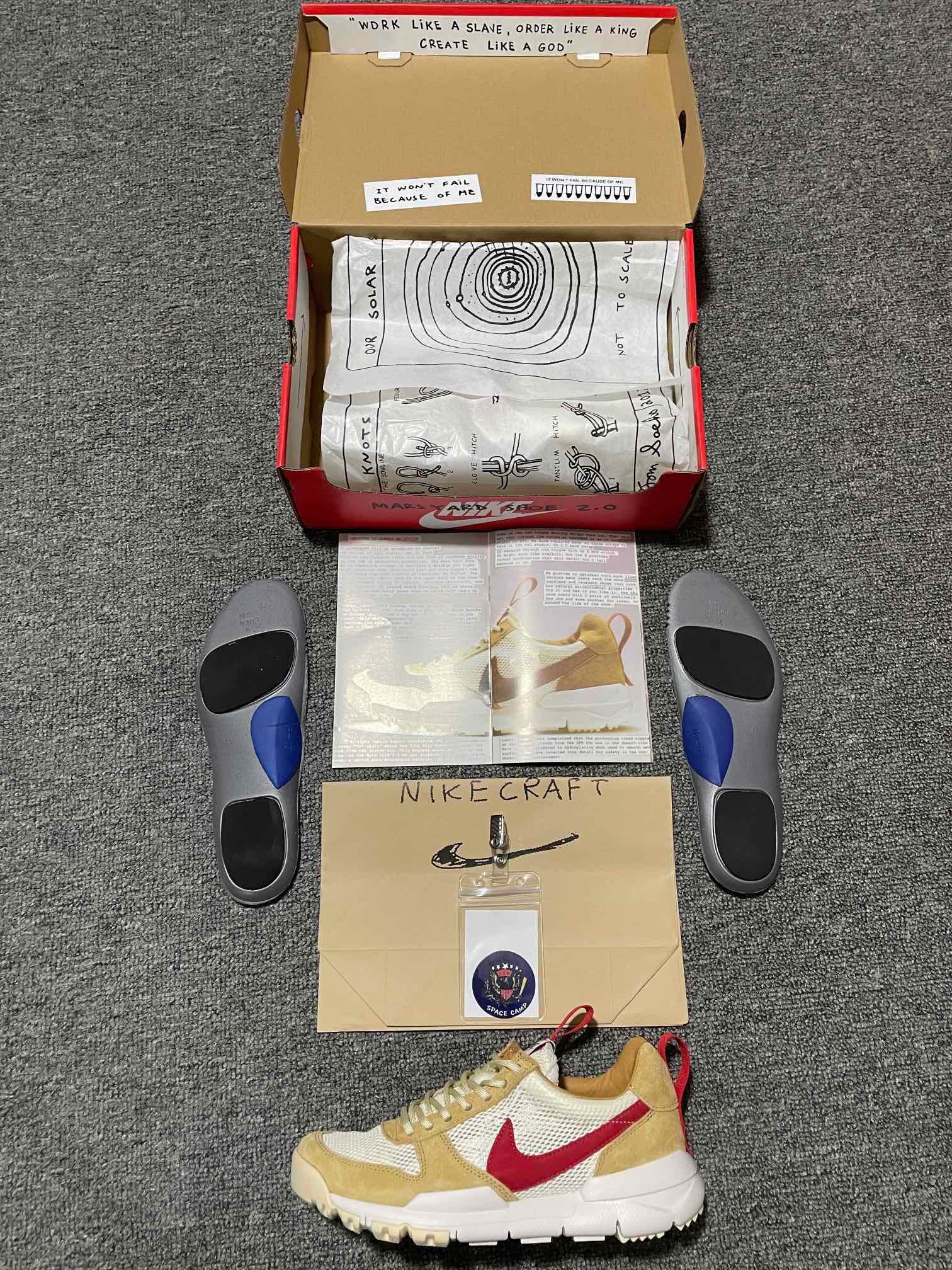 Tom Sachs × Nike Mars Yard 2.0 "Natural/Sport Red-Maple"