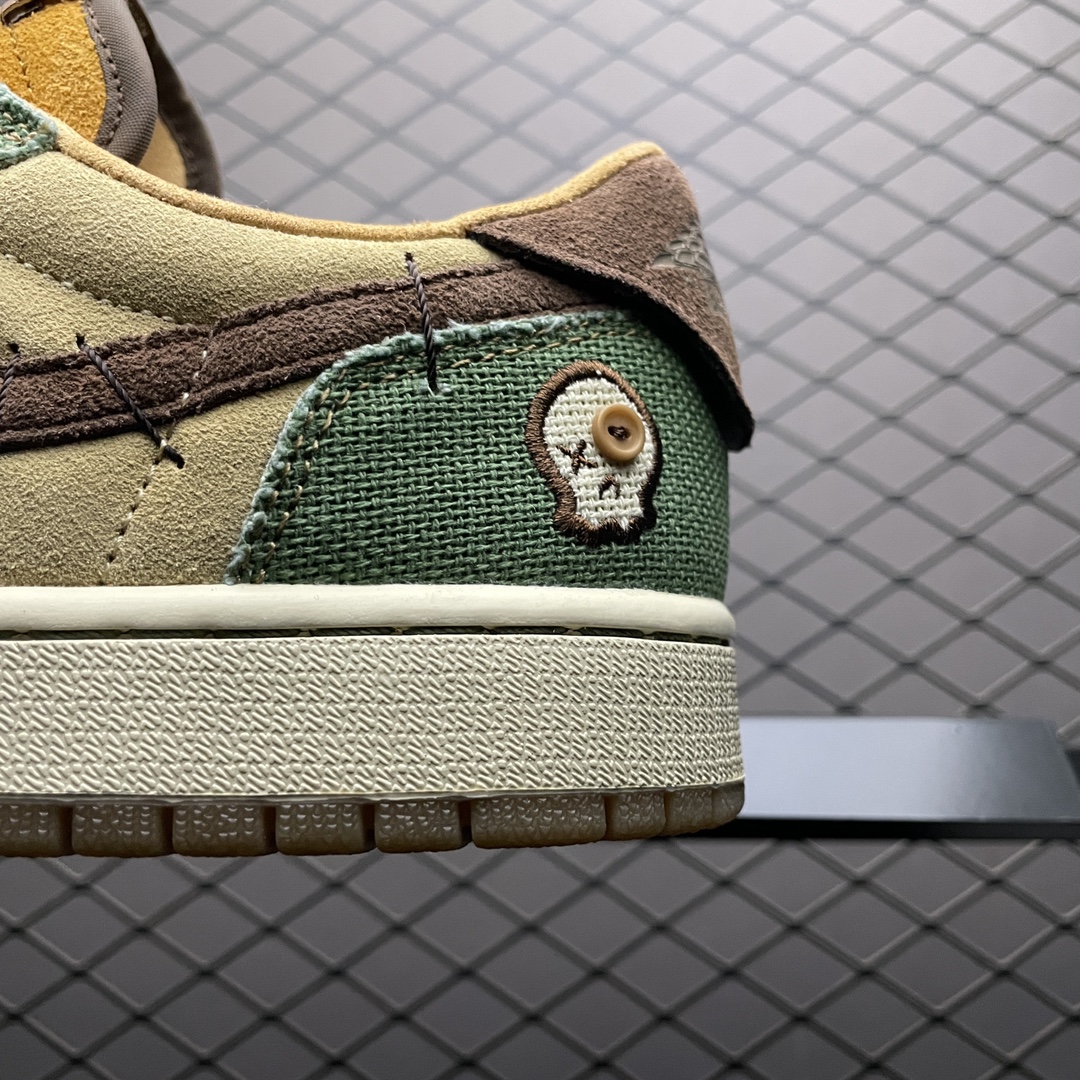Zion Williamson × Nike Air Jordan 1 Low OG "Flax and Oil Green"(DZ7292-200)