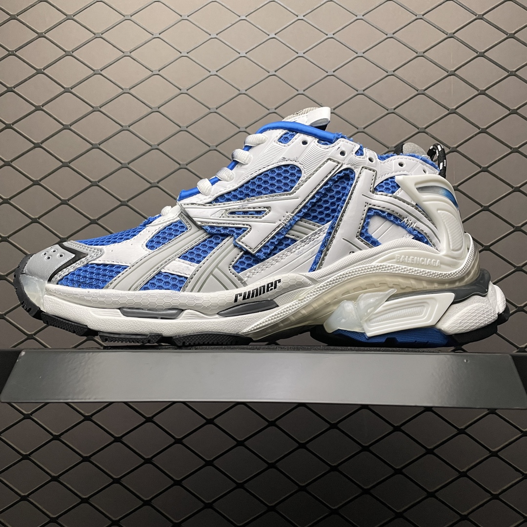 BALENCIAGA Runner Sneaker "White/Blue" （677403W3RB34912）