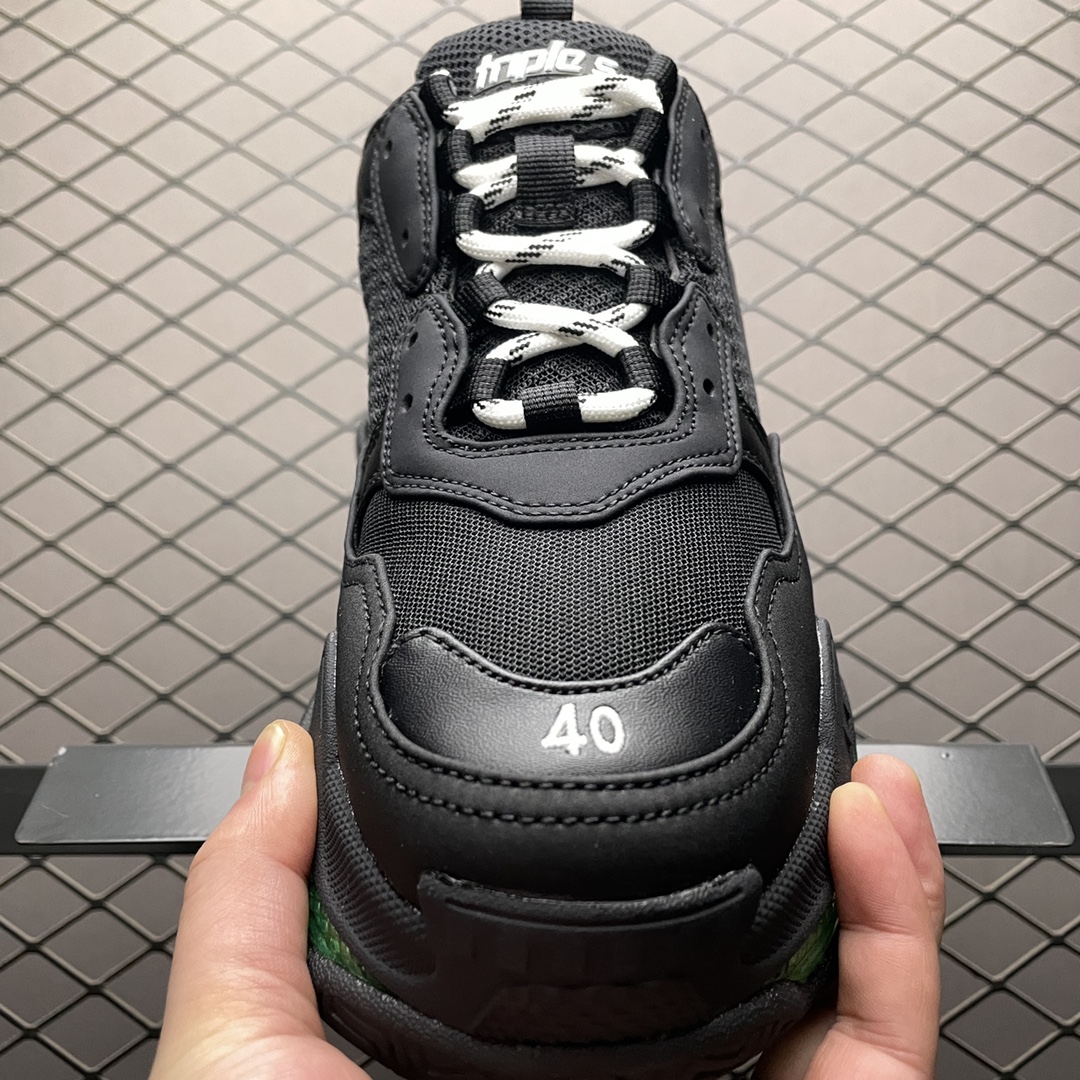 BALENCIAGA Triple S "Black/Yellow Fluo"（541624W09ON1047）