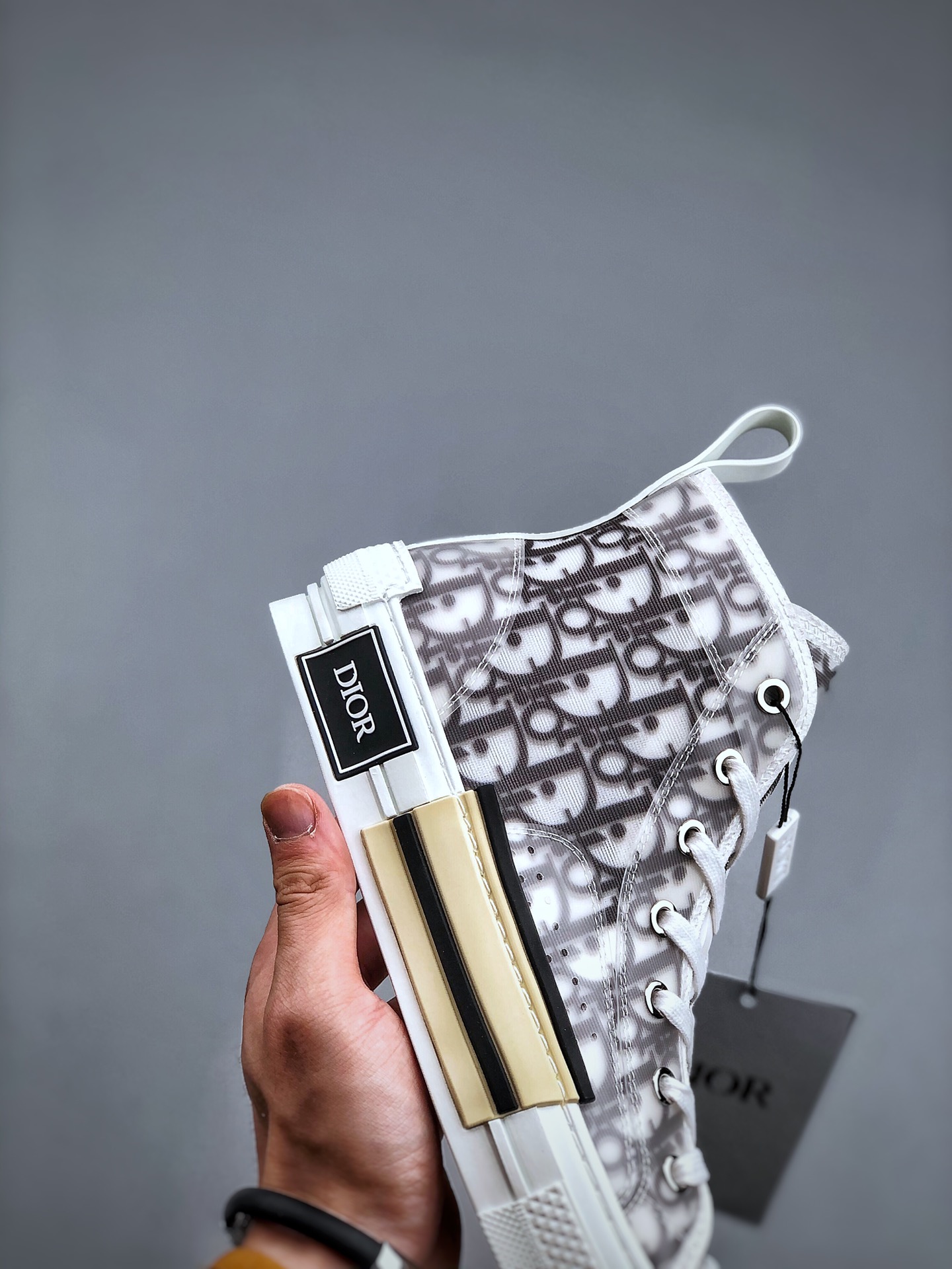 Dior B23 High Top Sneaker Dior Oblique Canvas "Clear" (3SH118YJP-H069)