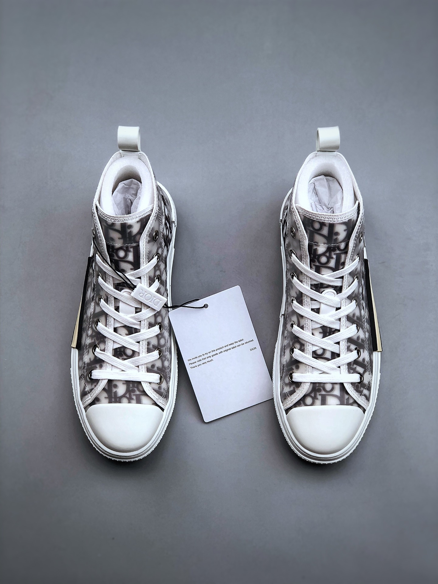 Dior B23 High Top Sneaker Dior Oblique Canvas "Clear" (3SH118YJP-H069)