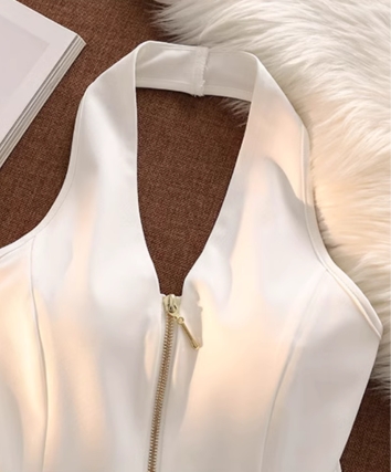 Zipped Up Padded Halter Crop