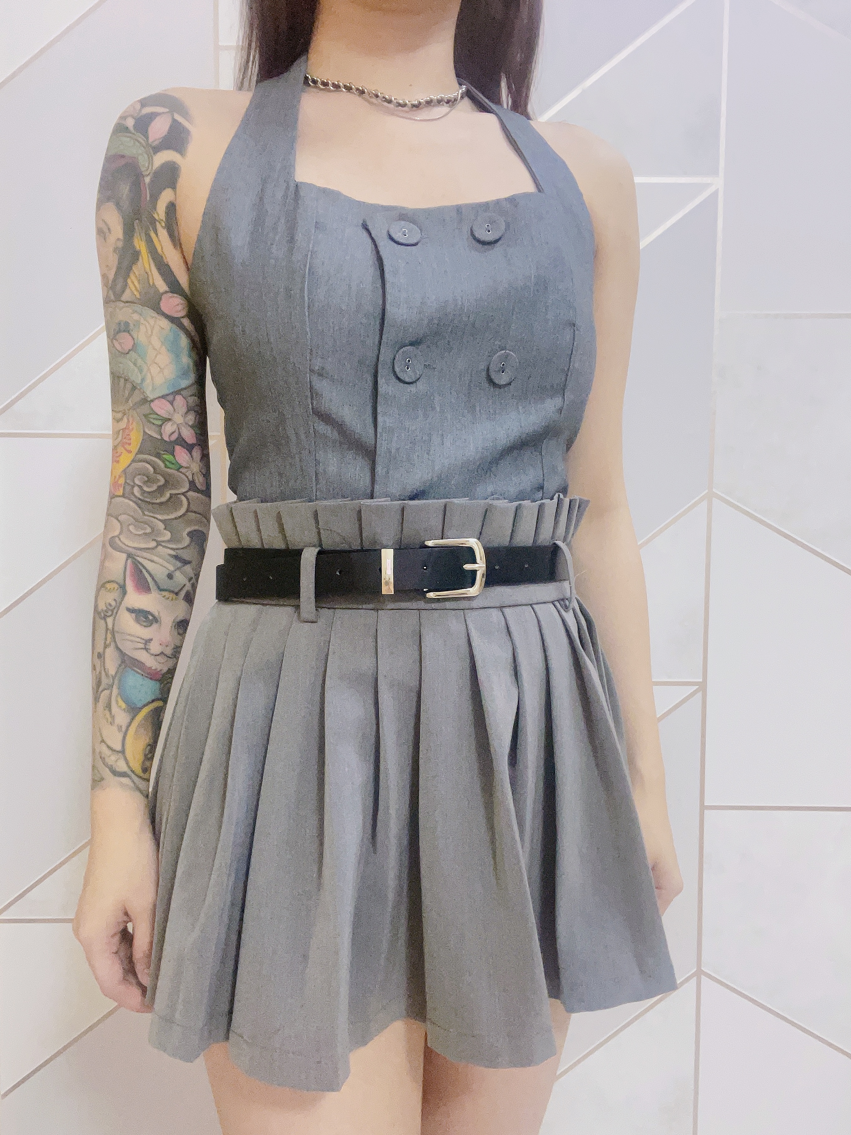 Grey Skorts With Belt