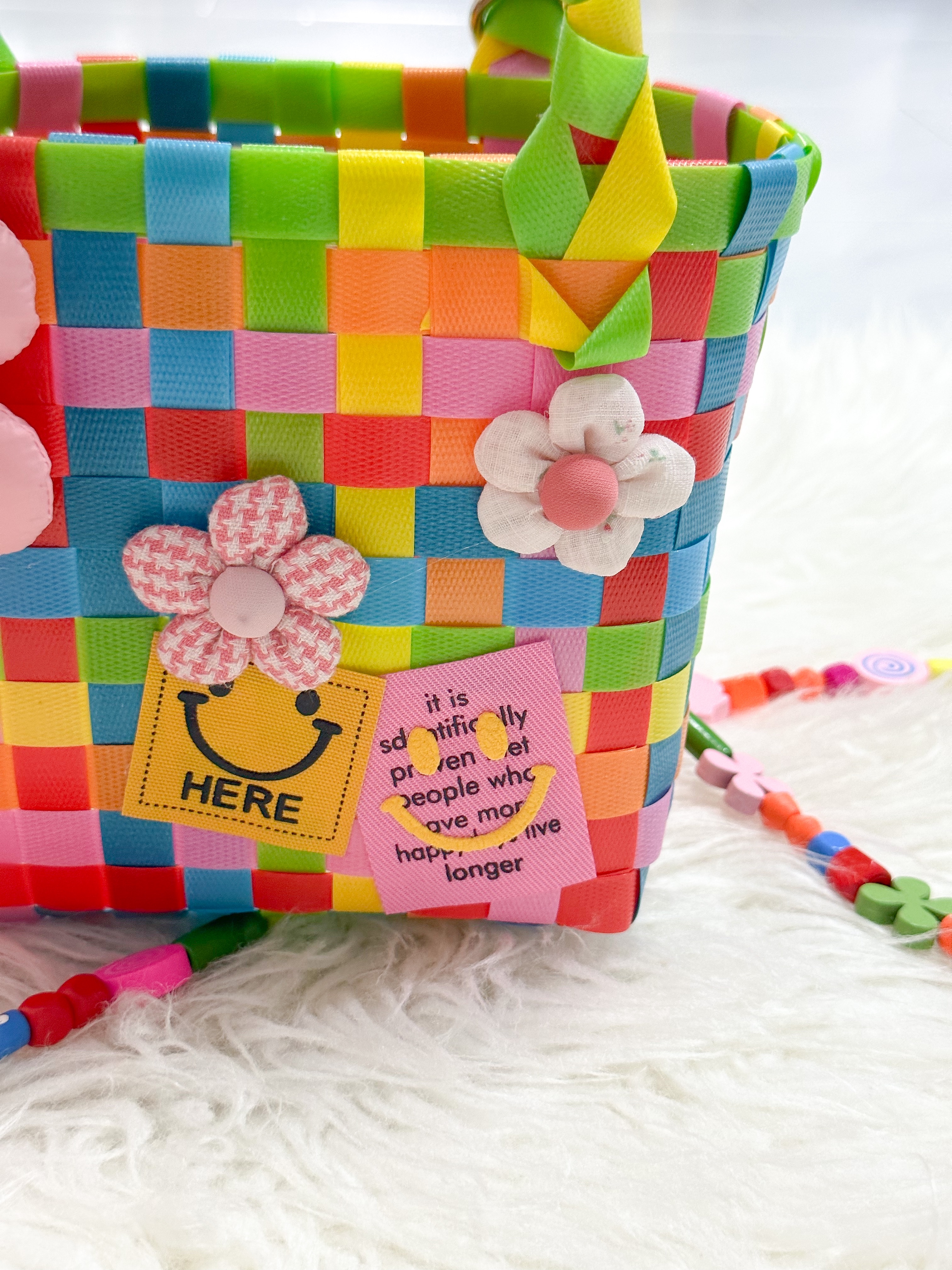 Handmade Colourful Weaved Bag with Bead Chain