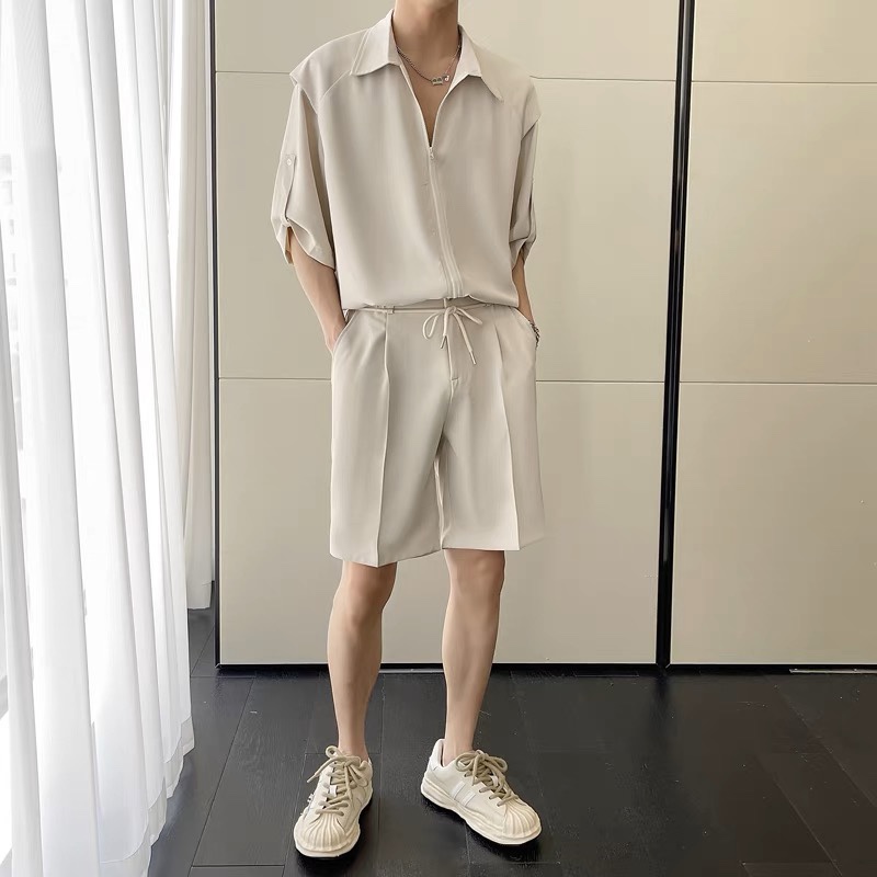 *MENS* Smart Casual No Effort Zip Top & (Short) Pants Set (2 Colours)