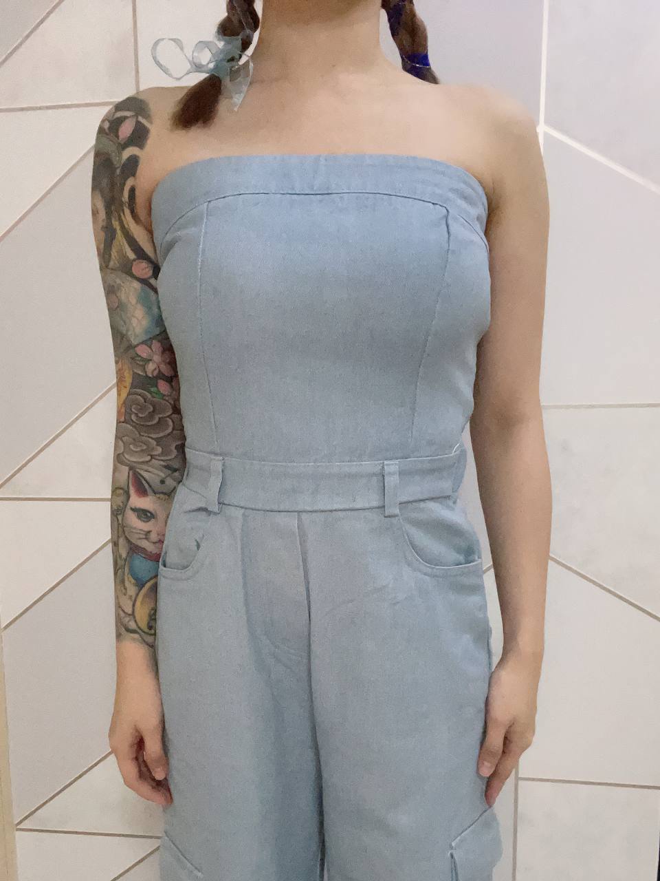 Lightwash Tube Denim Romper