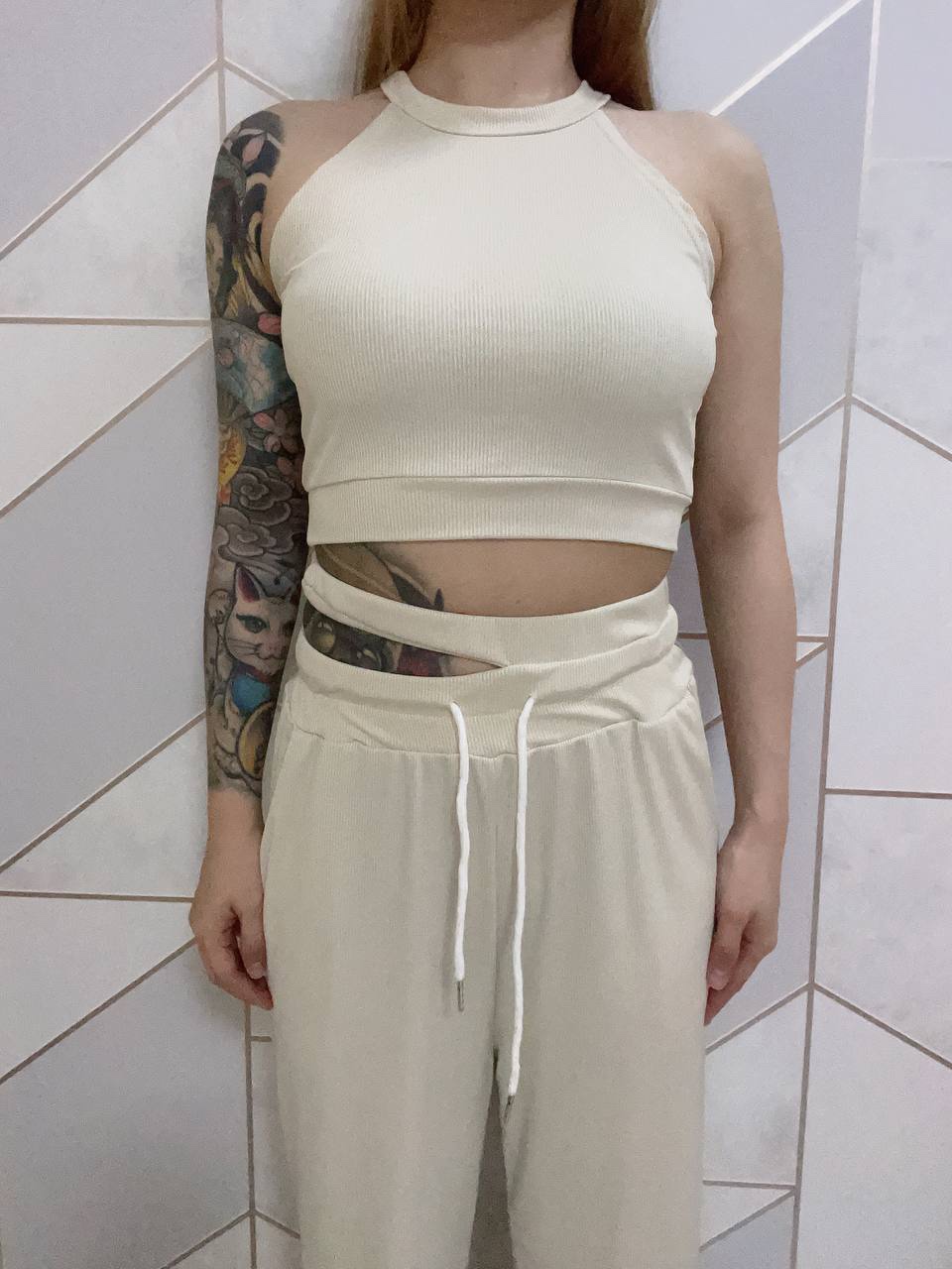 Halter Top & Cut Out Long Pants Set (5 Colours)