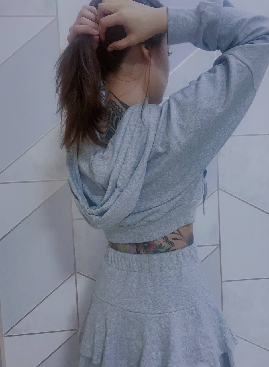 Cropped Hoodie & Ruffled Skirt Set