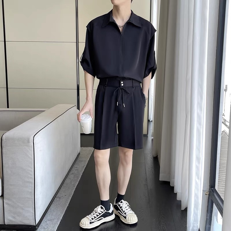 *MENS* Smart Casual No Effort Zip Top & (Short) Pants Set (2 Colours)