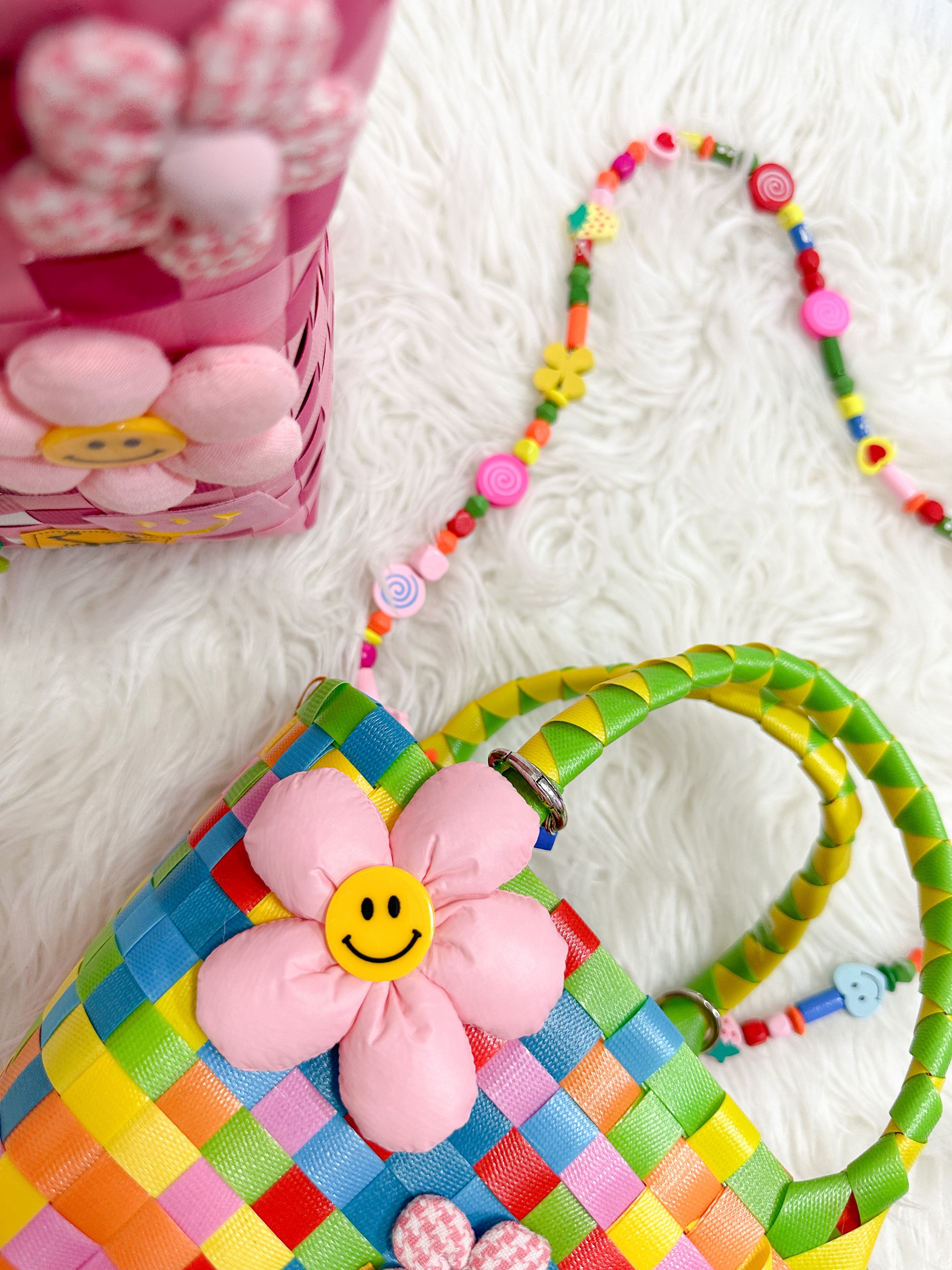 Handmade Colourful Weaved Bag with Bead Chain